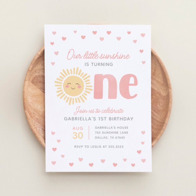 Our Little Sunshine Girl 1st Birthday Invitation (Créateur téléchargé)