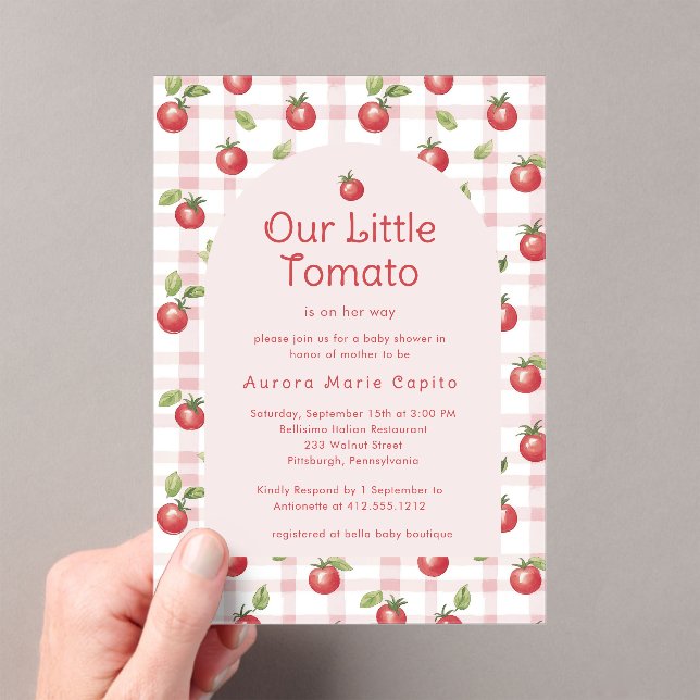 Our Little Tomato Baby Shower Invitation Pink  (In situ (ordinateur de poche))