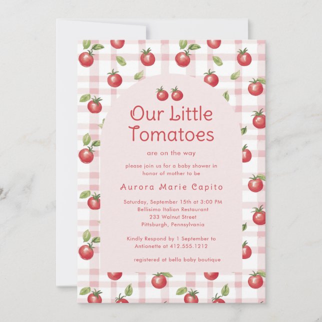 Our Little Tomatoes  Baby Shower Invitation Pink  (Devant)