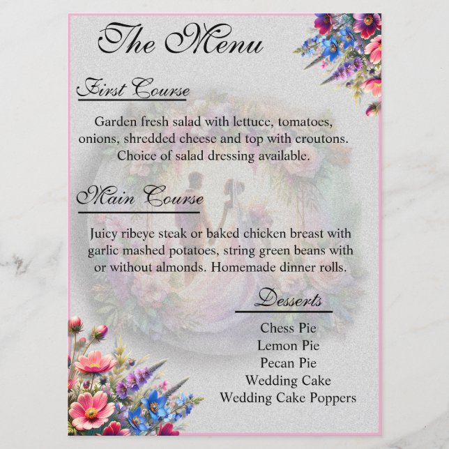 Our Love Reaches The Moon Wedding Menu (Devant)