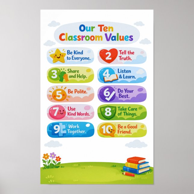 Our Ten Classroom Values Poster   (Devant)