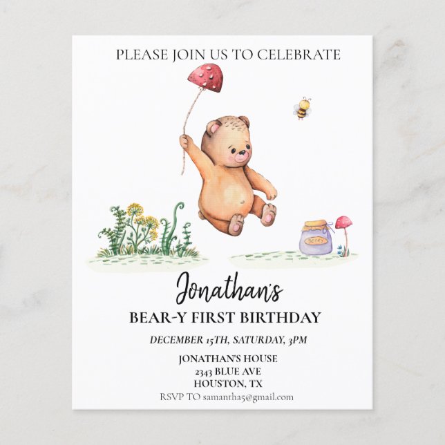 Ours 1er Anniversaire Aquarelle 1er Anniversaire O (Devant)