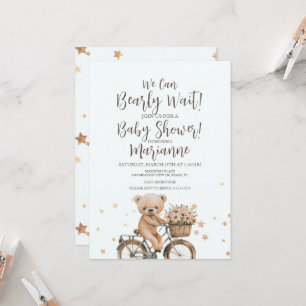 Ours à vélo floral invitation pour fille Baby Show