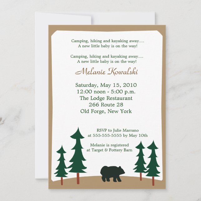 OURS Adirondack Lodge 5x7 Baby shower Invitation (Devant)
