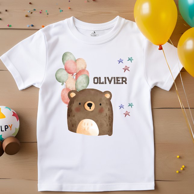 ours aquarelle avec ballons T-shirt enfant (Créateur téléchargé)