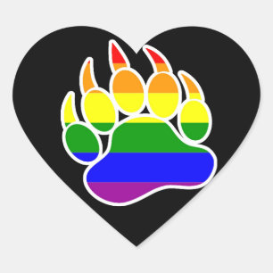 Ours arc-en-ciel patte forme de cœur - Autocollant