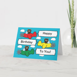 Ours Avions volants Carte d'anniversaire