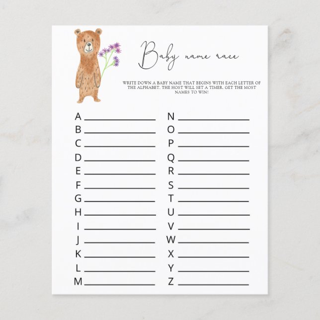 Ours - Baby nom jeu de course (Devant)