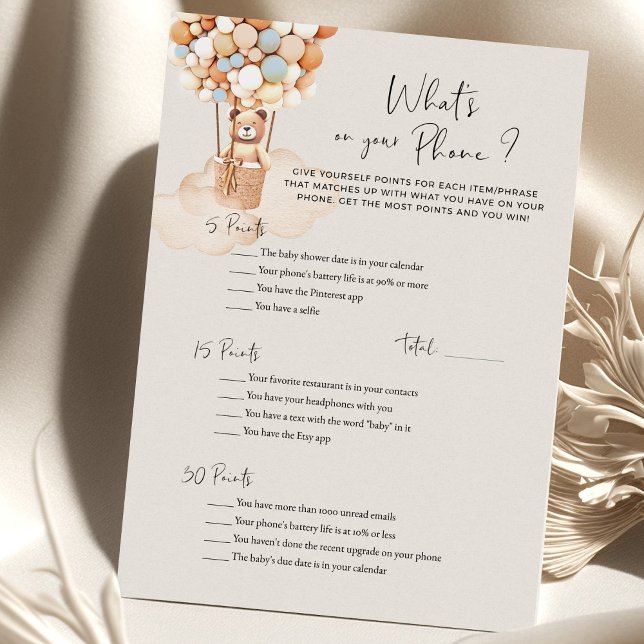 Ours Baby shower Jeu Quoi Sur Votre Téléphone? (Créateur téléchargé)