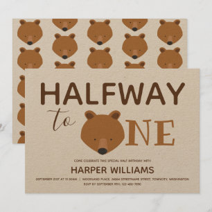 Ours Bébé Demi-anniversaire Invitation