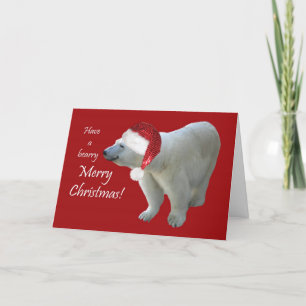 Ours blanc Père Noël de Noël de carte de voeux