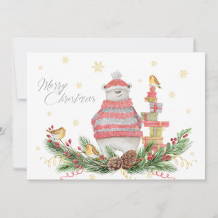 Ours blanc Whimsical avec des verts de vacances et