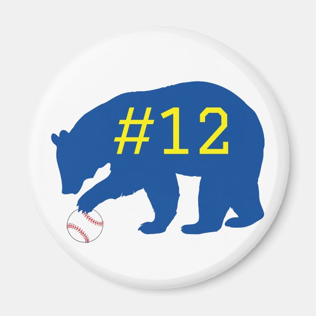 Ours Bleu avec Softball / Aimant de Baseball avec  (Devant)