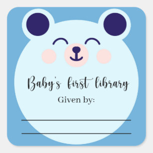 Ours Bleu - Étiquette de livre pour Baby Shower