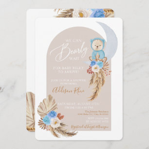Ours Boho Blue Floral Baby Boy Shower Invitation