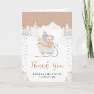 Ours Brun de Traîneau d'Hiver Baby Shower Merci