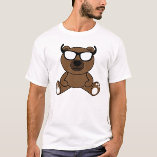 Ours brun frais avec le T-shirt de lunettes de