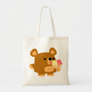 Ours caricature mignon avec sac de crème glacée