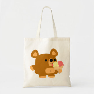 Ours caricature mignon avec sac de crème glacée