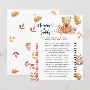 ours citrouille - jeu de baby shower maman ou papa