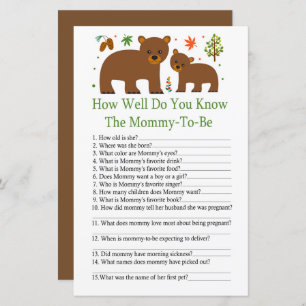 Ours Connaissez-vous bien le jeu baby shower