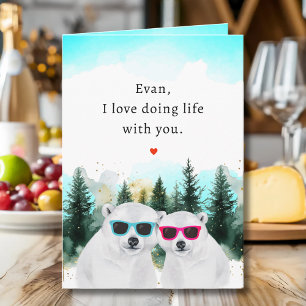 Ours d'anniversaire avec carte de lunettes cool