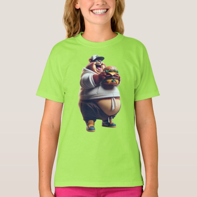 Ours dans un sweat à capuche avec un hamburger (Devant)