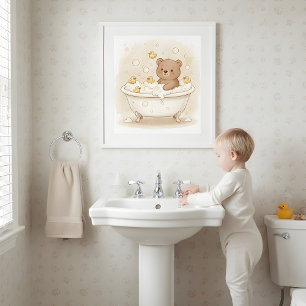 Ours dans une baignoire à bulles Art mural pour sa