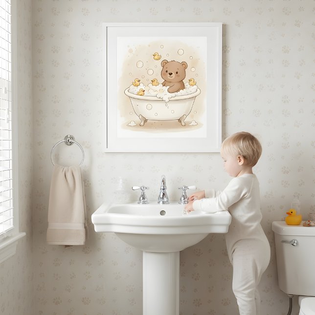 Ours dans une baignoire à bulles Art mural pour sa (Créateur téléchargé)