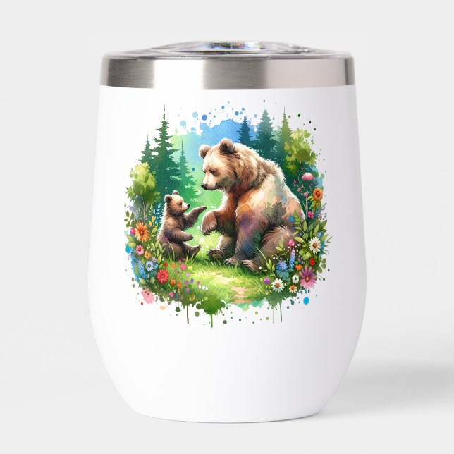 Ours d'aquarelle mignonne et Cub Personnalisé (Avant)