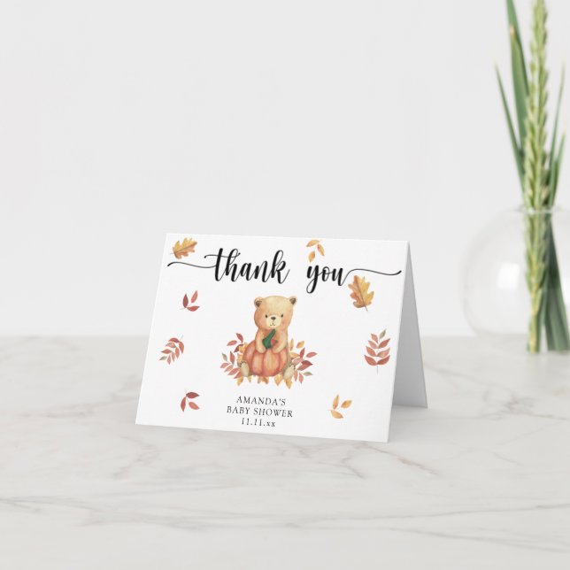 Ours d'automne avec citrouille - merci (Devant)