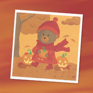 Ours d'automne avec des serviettes en papier Hallo
