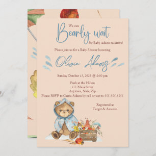 Ours d'automne invitation Baby shower, Ours d'auto