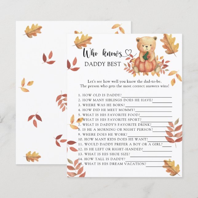 Ours d'automne - Qui connaît le meilleur jeu de pa (Devant / Derrière)