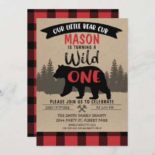 Ours de bûcheron Wild Un Anniversaire Invitation