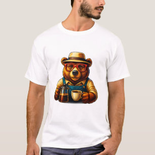 Ours de café hipster – T-Shirt à infusion élégante