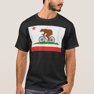 Ours de Californie sur un vélo T-shirt Drapeau d