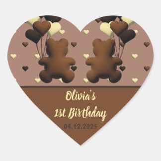 Ours de chocolat mignon stickers coeur d'anniversa