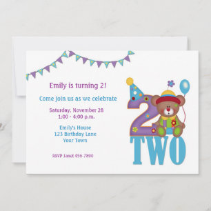 Ours De Clown, Deux, Invitation D'Anniversaire