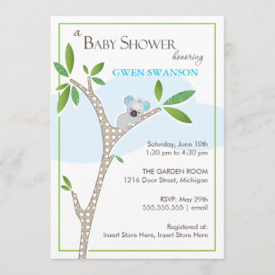 Ours de koala - invitations de baby shower de