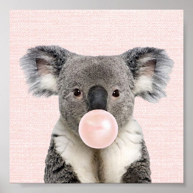 OURS DE KOALA SOUFFRANT UN POSTER GUM À BULLE ROSE (Devant)
