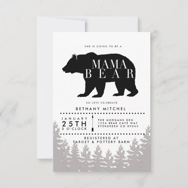 Ours de maman rustique | INVITATION BABY SHOWER (Devant)