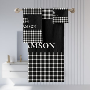 Ours de monogramme plaqué rustique Blanc noir