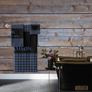 Ours de monogramme plaqué rustique Bleu noir