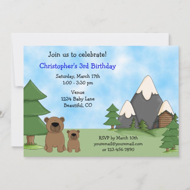 Ours de montagne Invitation d'anniversaire pour le (Devant)