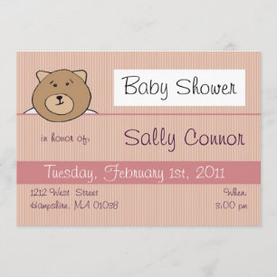 Ours de nounours rose - invitations de douche de