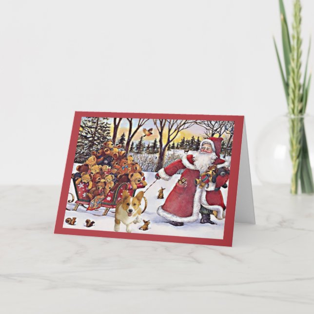 Ours de Père Noël de carte de Noël de corgi de (Devant)