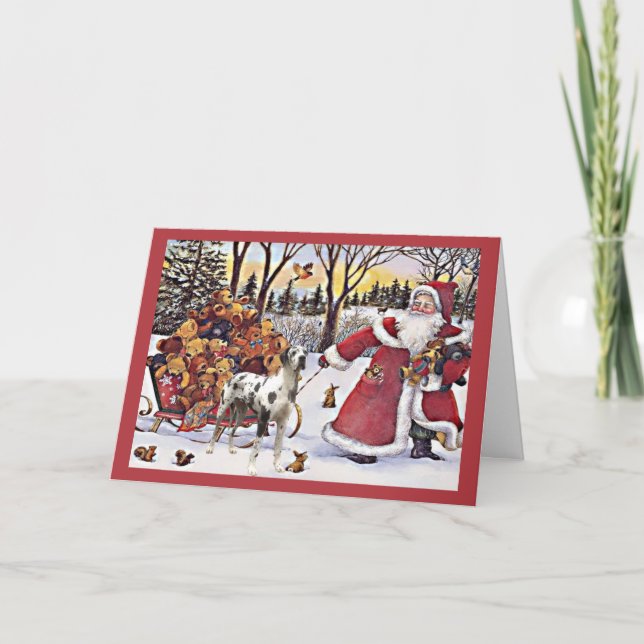Ours de Père Noël de carte de Noël de great dane (Devant)