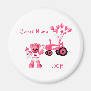 Ours de roses pâles et aimant rose de tracteur
