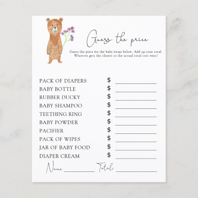 Ours - Devis de prix jeu (Devant)